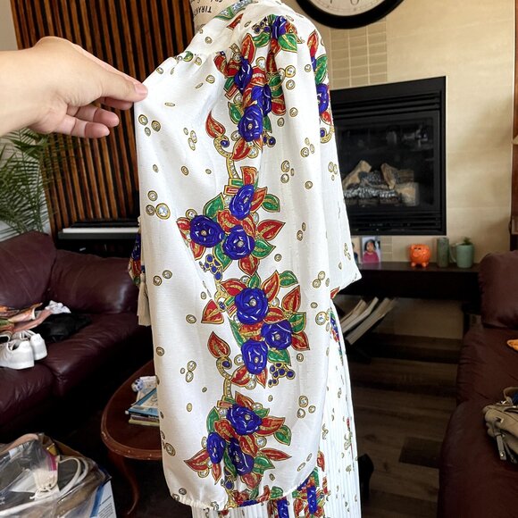 Vintage 80's DIANE FREIS Boho Dress Georgette Midi Floral Paisley Scarf M/L - Picture 11 of 16